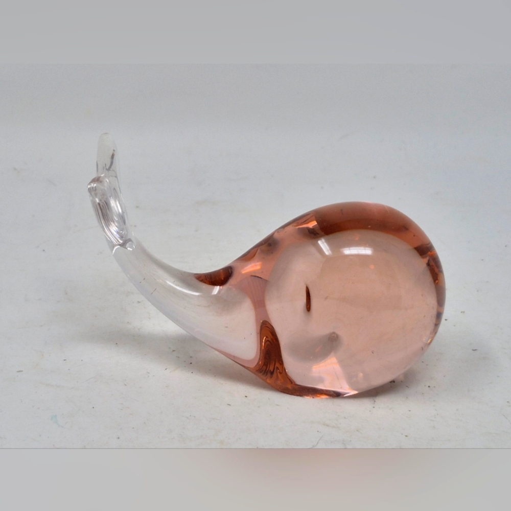 Pink Art Glass Whale Figurine